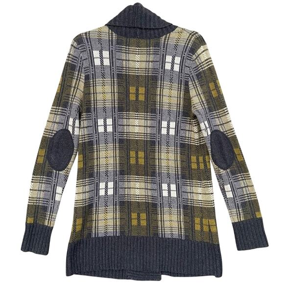 Left On Houston Womens Large Plaid Long Sleeve Zip Up Knit Cardigan Sweater - Picture 3 of 5